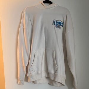 White Hoodie with Blue Graphic